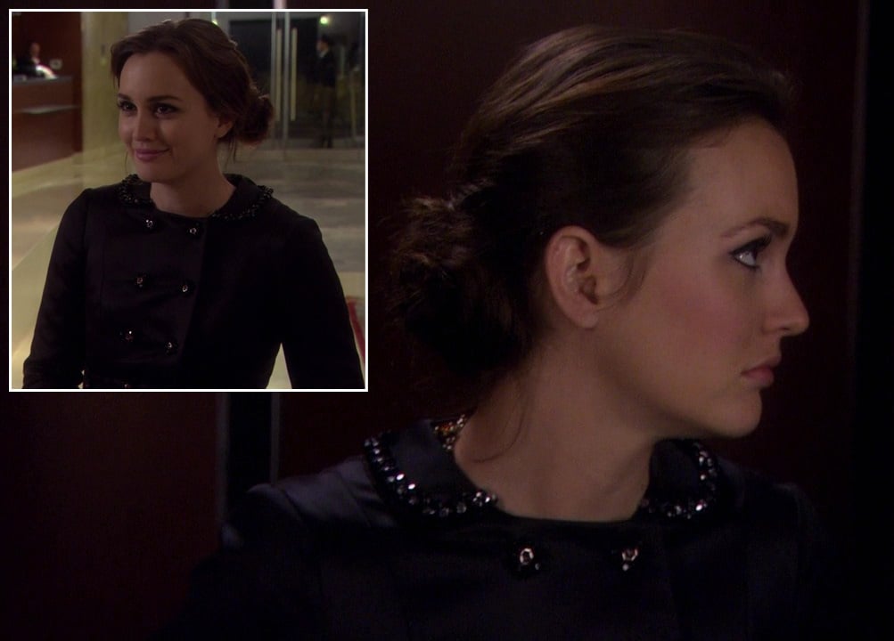 Blair’s black embellished coat on Gossip Girl