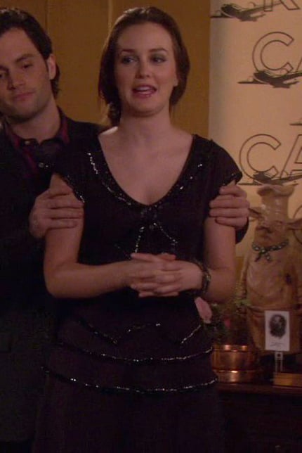 Blair's black short sleeve sequined dress on Gossip Girl