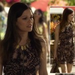 Zoe’s patterned mini dress with gold necklace on Hart of Dixie