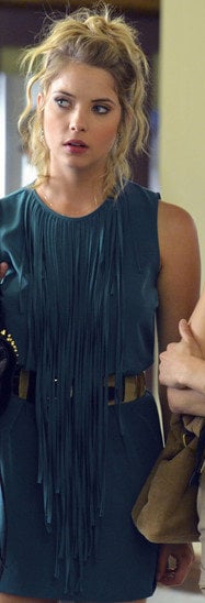 Hanna's teal blue fringe/tassle dress on Pretty Little Liars