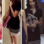Spencer’s navy/black and white striped shirt dress on Pretty Little Liars