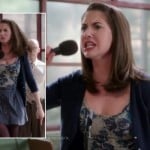 Annie’s grey and blue rose top with button down skirt on Community