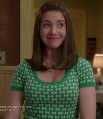 Annie's green bow print top on Community