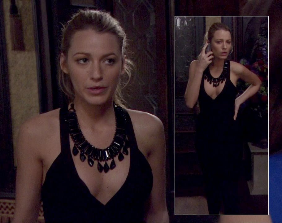 Serena's black dress and necklace on Gossip Girl