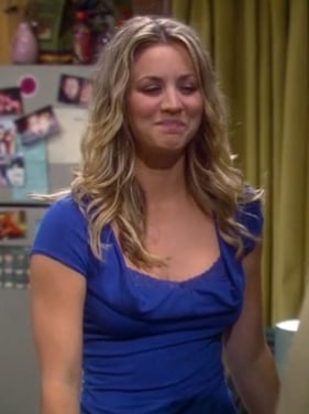 WornOnTV: Penny's cobalt blue lace top on The Big Bang Theory | Kaley Cuoco  | Clothes and Wardrobe from TV