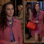 Blair’s pink scalloped coat and red handbag on Gossip Girl