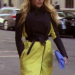 Serena’s yellow colorblock coat on Gossip Girl
