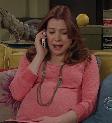 Lily's pink/coral maternity sweater dress on How I Met Your Mother