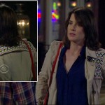 Robin’s beige coat with aztec pattern on How I Met Your Mother