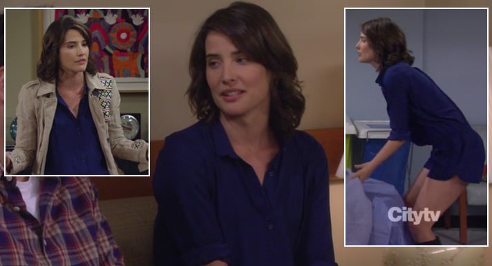 Robin's blue playsuit/romper on How I Met Your Mother