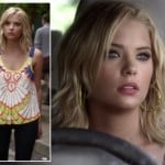 Hanna’s yellow hoop earrings and white/yellow/blue tank top on Pretty Little Liars