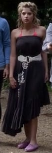 Hanna's black asymmetric maxi dress on Pretty Little Liars