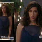 Jane’s blue fringe dress and long earrings on Jane by Design