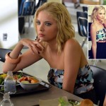 Hanna’s blue strapless geometric printed romper/dress on Pretty Little Liars