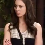 Spencer’s black and white dress with tie front on Pretty Little Liars