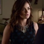 Aria’s black dress with blue hearts on Pretty Little Liars
