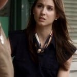 Spencer’s navy blue dress and scarf on Pretty Little Liars