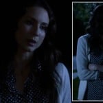 Spencer’s navy blue and white star print top on Pretty Little Liars