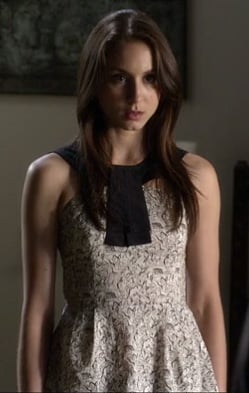 Spencer’s lace peplum top on Pretty Little Liars