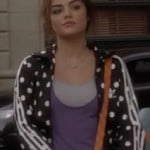 Aria’s black and white polka dot hoodie on Pretty Little Liars