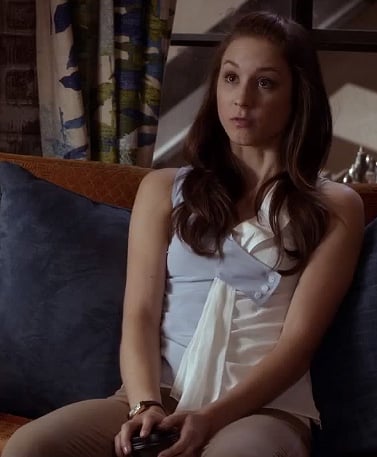 Spencer's blue and white button top on Pretty Little Liars