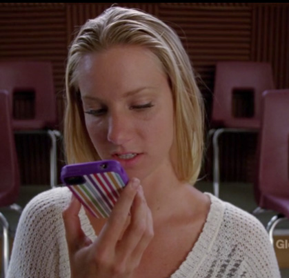 Brittany's striped iphone cover on Glee Season 4