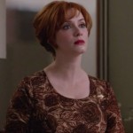 Joan’s brown flower print dress on Mad Men