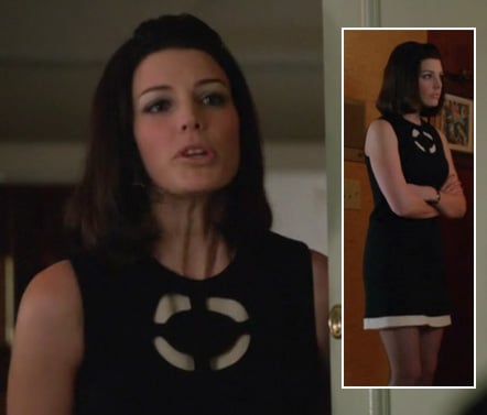 Megan Draper's black and white shift dress on Mad Men