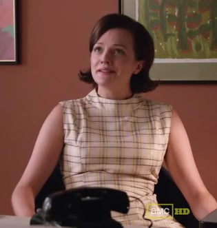 Peggy's cream plaid dress on Mad Men