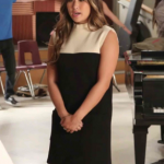 Tina’s black and white shift dress on Glee