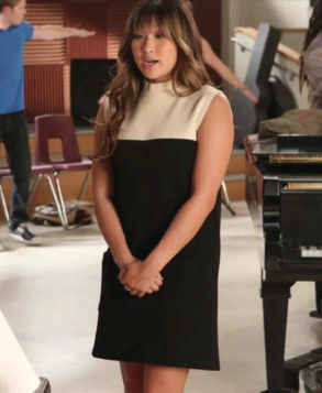 Tina's black and white shift dress on Glee