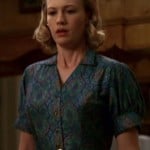 Betty’s blue and green patterned shirtdress on Mad Men