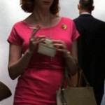 Joan’s hot pink dress on Mad Men