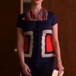 Joan’s purple colorblock dress on Mad Men