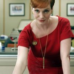 Joan’s red wiggle dress on Mad Men