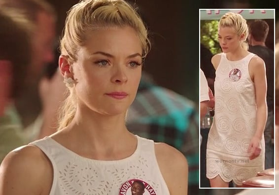 Lemon's white eyelet scalloped dress on Hart of Dixie