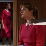 Peggy’s pink dress with white collar on Mad Men