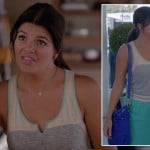 Penny’s blue bag with turquoise skirt and tank top on Happy Endings