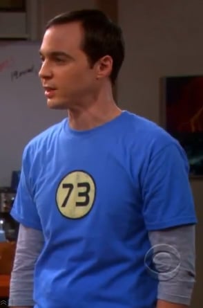 Sheldon’s “73” shirt on The Big Bang Theory season 6