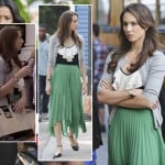 Spencer’s green maxi skirt and tote bag on Pretty Little Liars