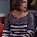 Victoria’s blue striped sweater with lace on How I Met Your Mother