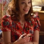 Annabeth’s red printed puff sleeve dress on Hart of Dixie