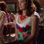 Annabeth’s white dress with red/blue/green print on Hart of Dixie