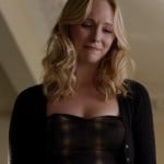 Caroline’s black/yellow printed dress on The Vampire Diaries