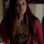 Elena’s red pointelle cardigan on The Vampire Diaries