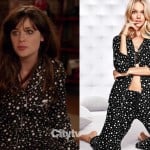 Jess’s black and white polka dot PJs on New Girl