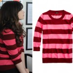 Jess’s pink and red stripe sweater on New Girl