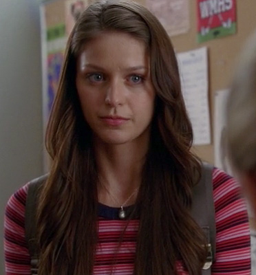 Marley's pink and red striped sweater with blue trim on Glee