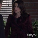 Robins burgundy trench coat on How I Met Your Mother