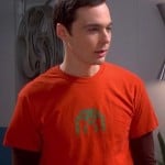 Sheldon’s orange space invader shirt on The Big Bang Theory